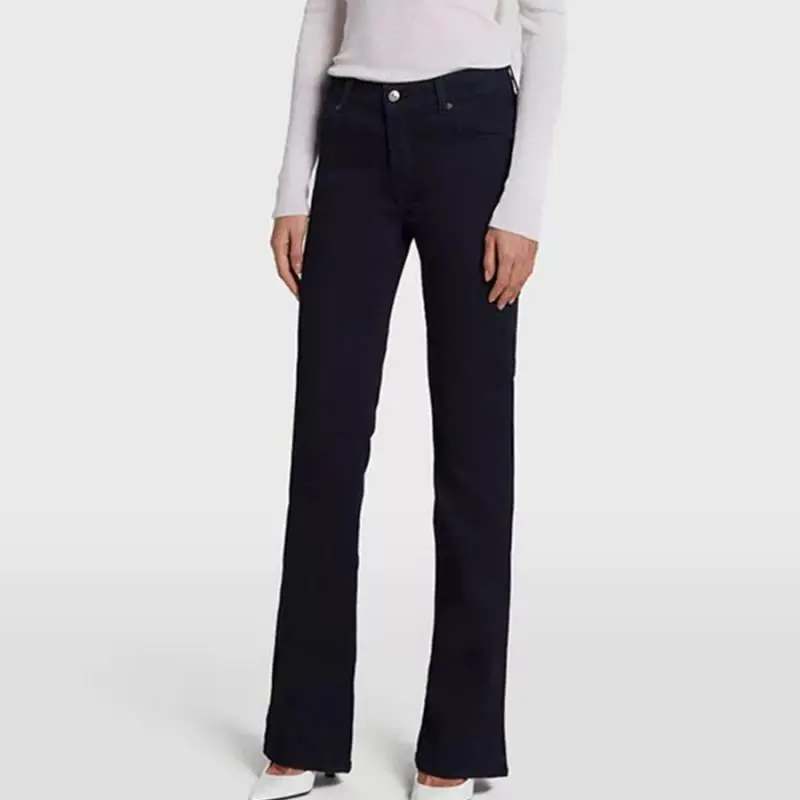 Dave&di Office Ladies Commuting Casual Slim Fit Jeans Minimalist American Mid Rise High Stretch Flared Denim Pants For Woman