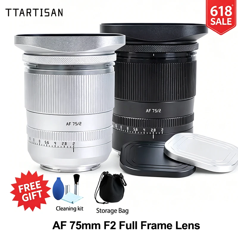 Lente de Cámara TTArtisan AF 75mm F2 de Gran Apertura y Enfoque Automático para Sony E A6400 A7III Fujifilm X Nikon Z Z50 Sigma Montura L