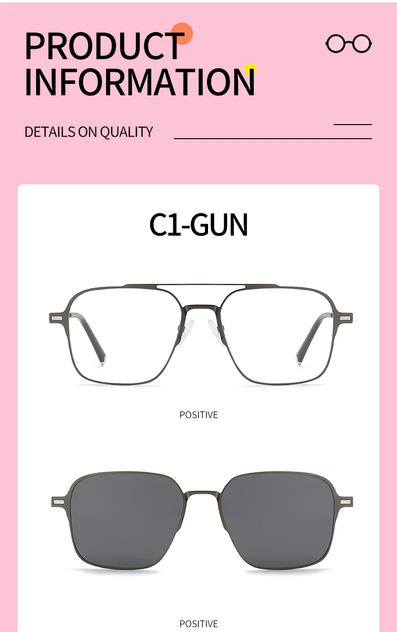 Metall 3-in-1 neuer Stil Magnet Clip auf Brillengestell Trend polarisierte Sonnenbrille für Männer 2023 optische Computerbrille UV400 7009 – Detail 11