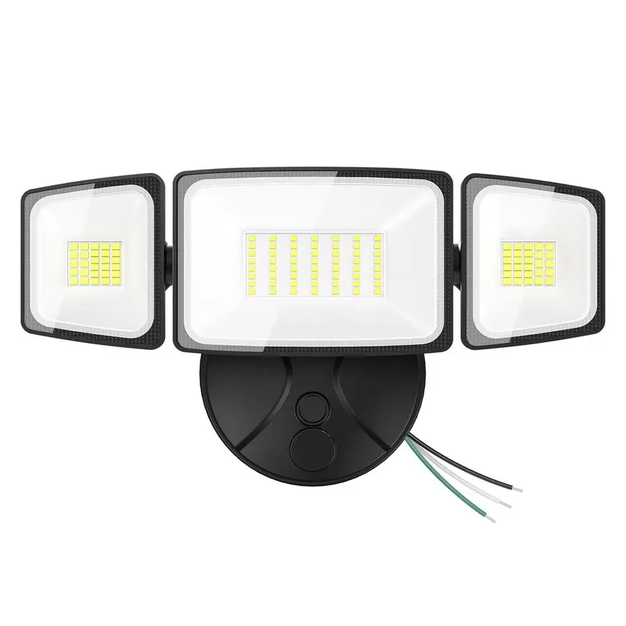 

75W Flood Lights Outdoor, 7000LM Brightness Security Lights Switch Controlled, 3 Adjustable Heads, IP65 Waterproof, 6500K Wall