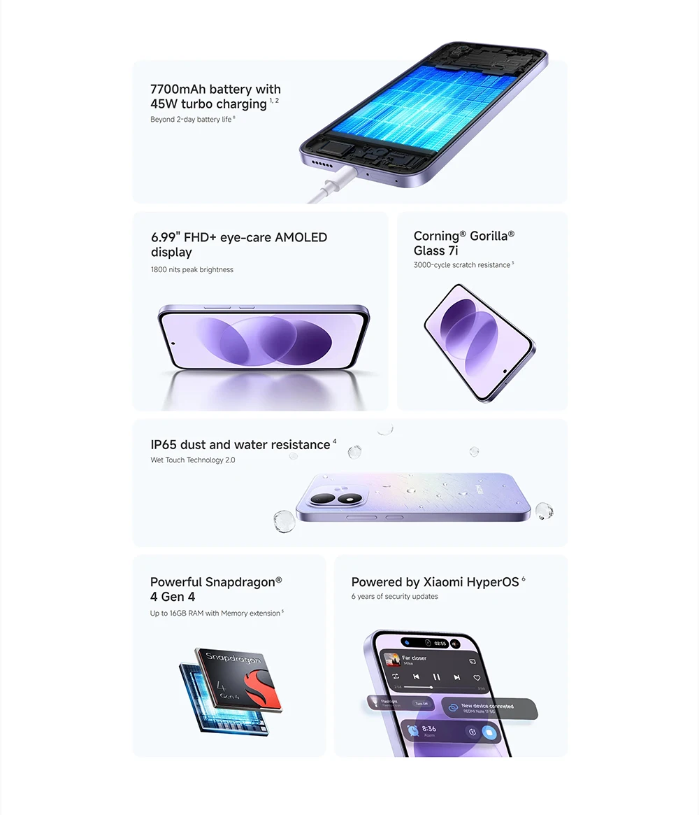 Global Version Redmi Note 17 5g Nfc Smartphone 6.99' Fhd Eye-Care Amoled Display Powerful Snapdragon 4 Gen 4 Ai Face Unlock Mobile Phones