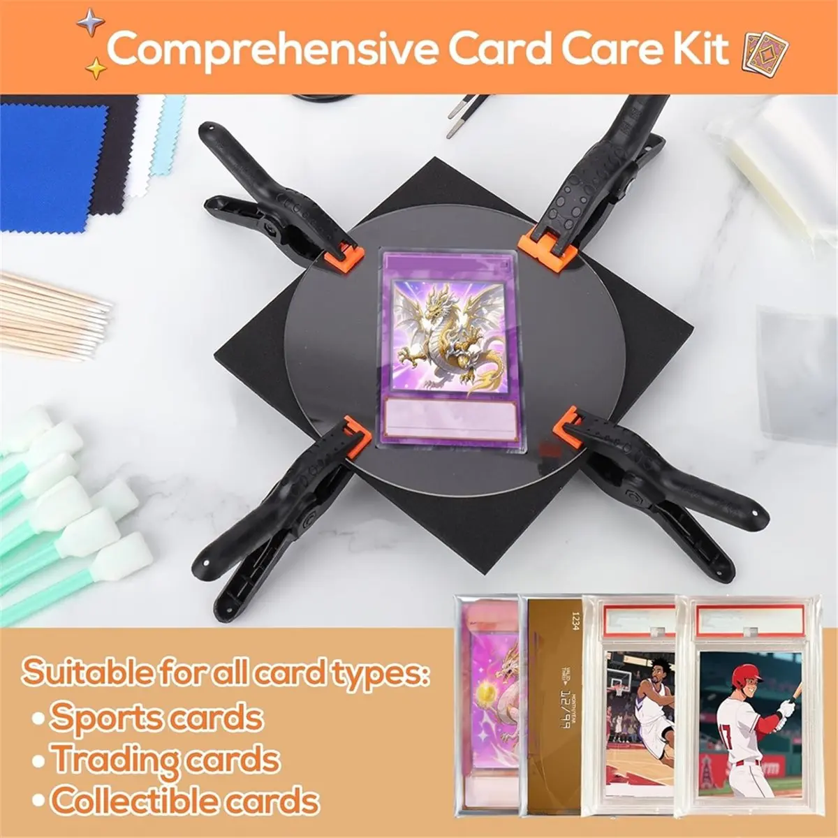 385 Pcs Card Cleaning Kit, Trading & Sports Card Fattening Repair Care Tool for Baseball, Football, Basketball Cards