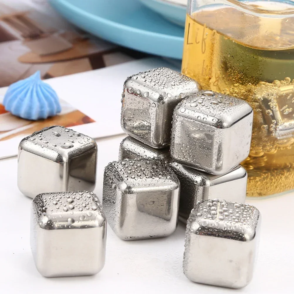 1cs Stainless Steel Whiskey Stones Ice Cubes Wine Beer Cooler Bar Cooler Chilling Stone Rocks For Whiskey Wine Party Bar Tools
