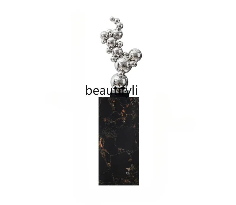 

Art geometric metal ball sculpture living room floor ornament stainless steel staircase corner art decoration