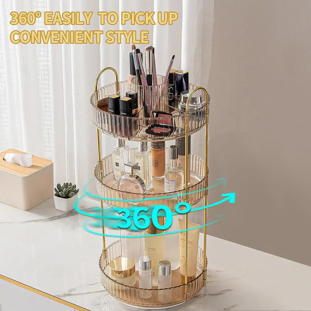 Rotating Cosmetics Storage Rack High Beauty Bedroom Toilet Makeup Brush Integrated Storage Shelf Acrylic Table Organizer New
