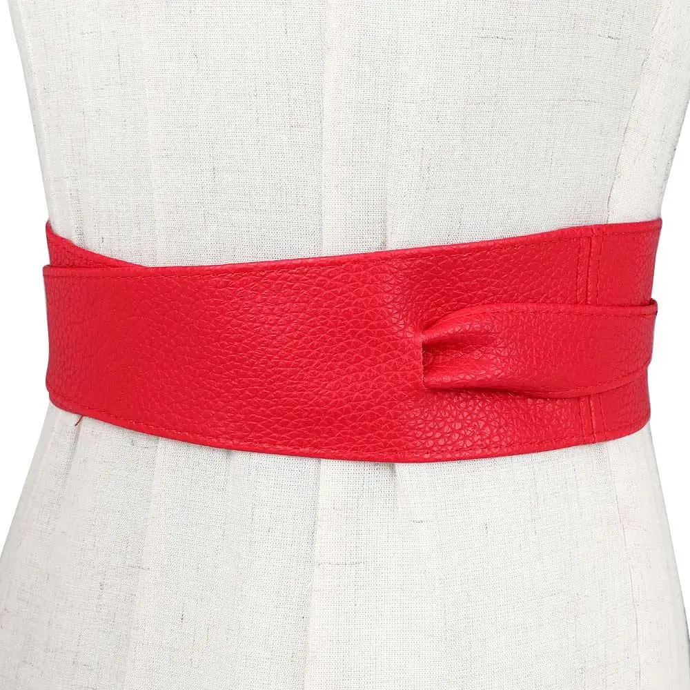 for Female Soft Leather Dress Accessories Wide Self Tie Wrap Around Waist Band Dress Belt Ladies  Girls Belt Elegant Bow Belt