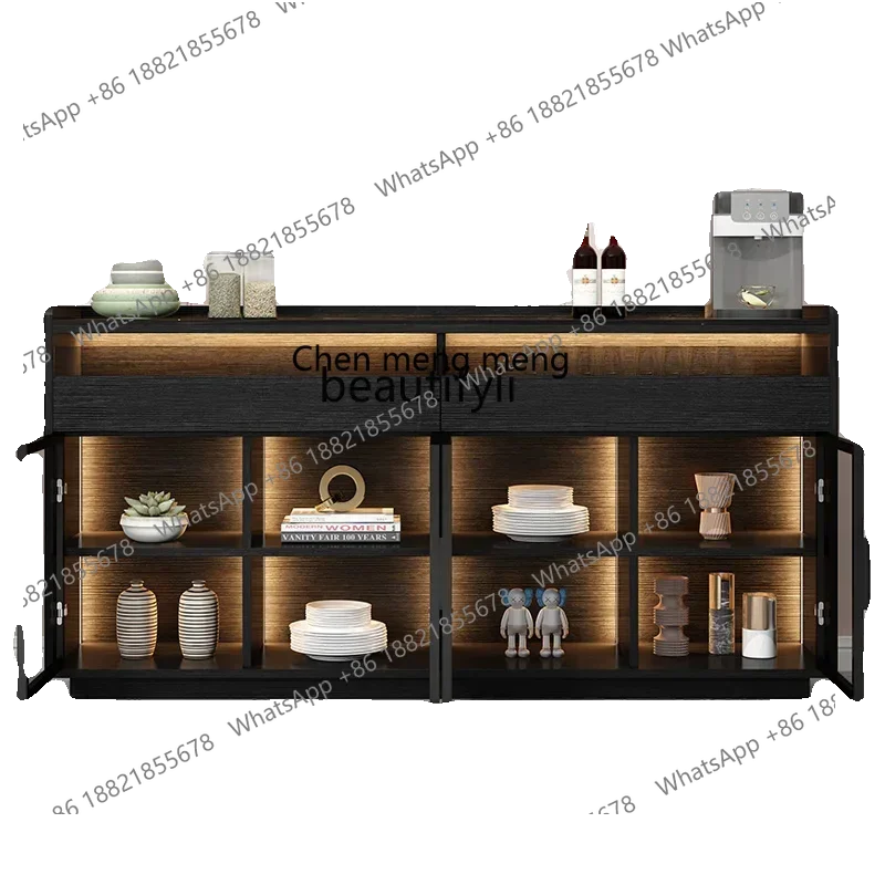 D178 Stone Plate Sideboard Cabinet Living Room Multi-Functional Storage Kitchen Glass Door Bar Counter Tea Cabinet