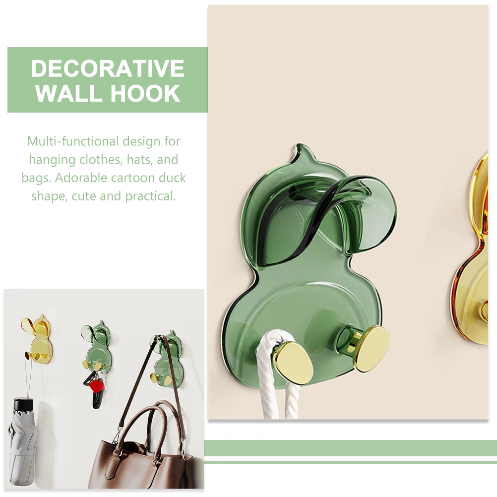 

2Pcs Cartoon Hooks Acrylic Key Storage Multifunctional Towel Rack Towel Hook Yellow Decorative Hook Green