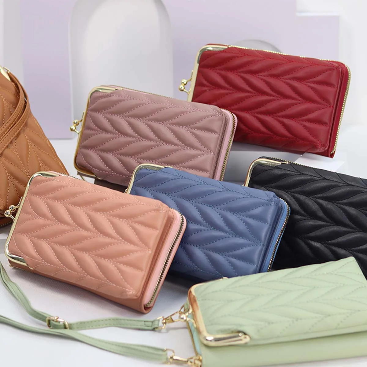 New female mobile phone bag single zipper single shoulder crossbody bag multi-functional crossbody bag fashion vertical wallet