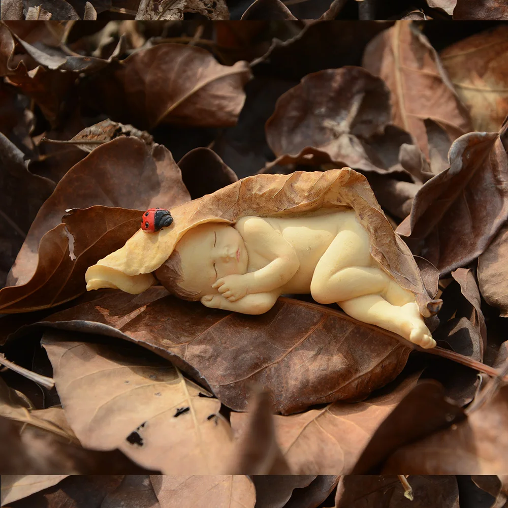 Figurine d'ange en forme de feuille de bébé, histoire enchantée quotidienne, jardin féerique, fée du bois, Statue d'extérieur, ornement de jardinière