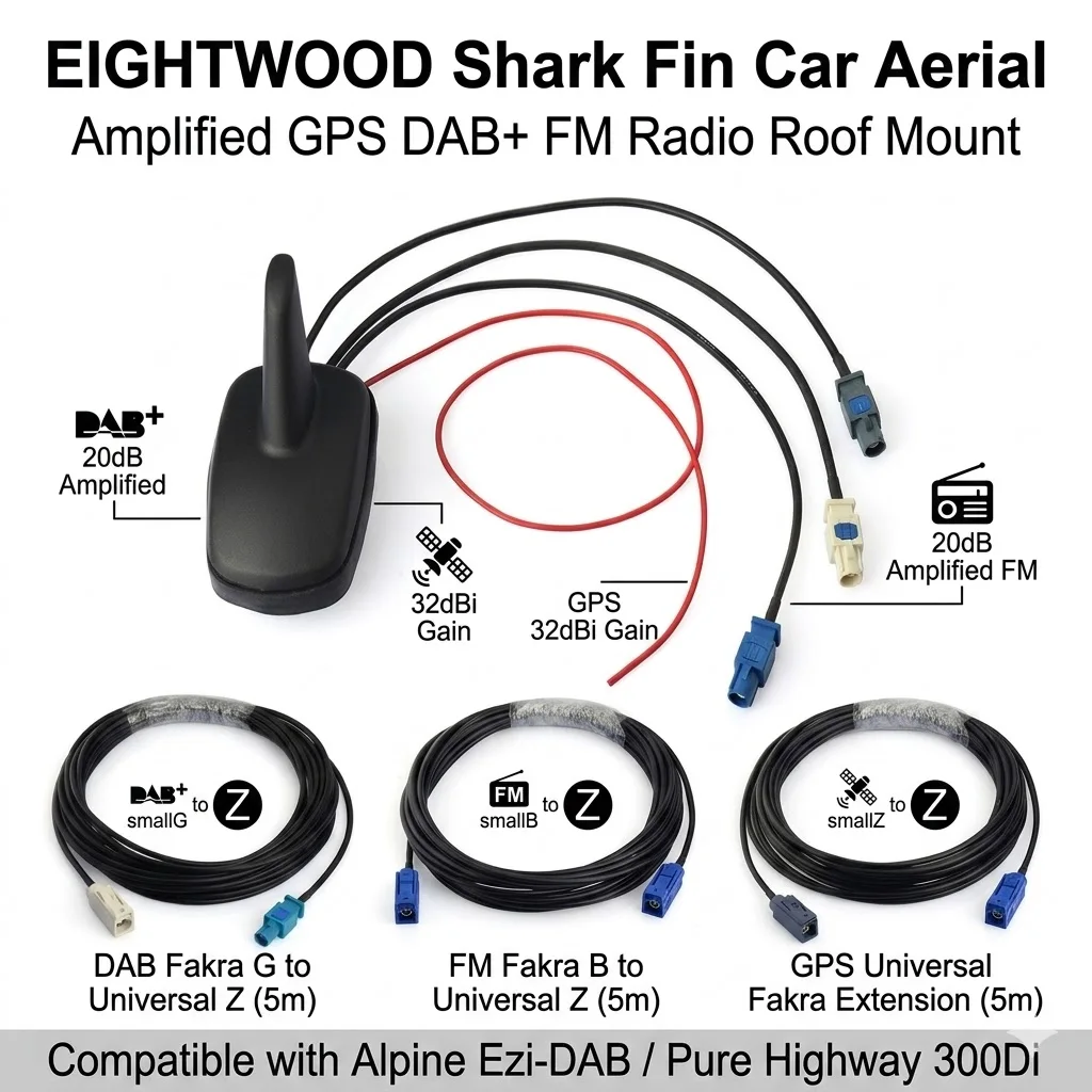 eightwood-car-gps-dab-fm-radio-amplified-aerial-roof-mount-fakra-shark-fin-antenna-and-replacement-cable-for-alpine-ezi-dab