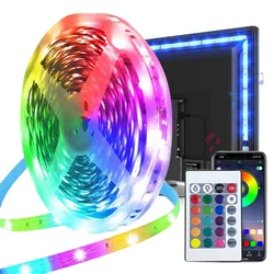 Tira de luces LED RGB con USB, cinta de lámpara Flexible con WIFI, Control por aplicación, 1M-20M, luz de fondo de TV que cambia de Color, decoración del hogar para habitación