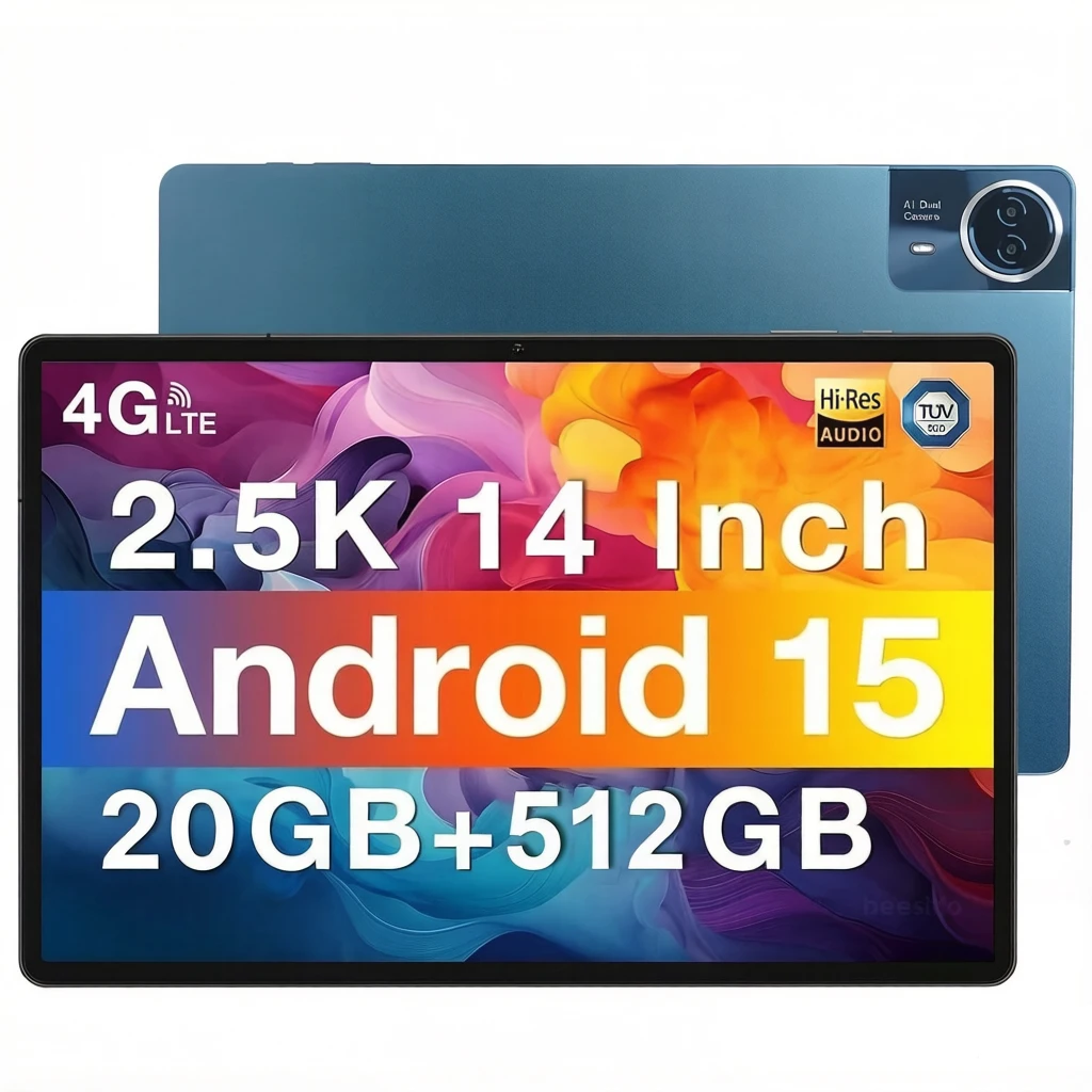 2026 Newest Android 15 Tablet 14.1 inch T616 Octa-Core Tablets with 20GB RAM+512GB ROM 13800mAh Large Battery BT5.0 5G WiFi GPS