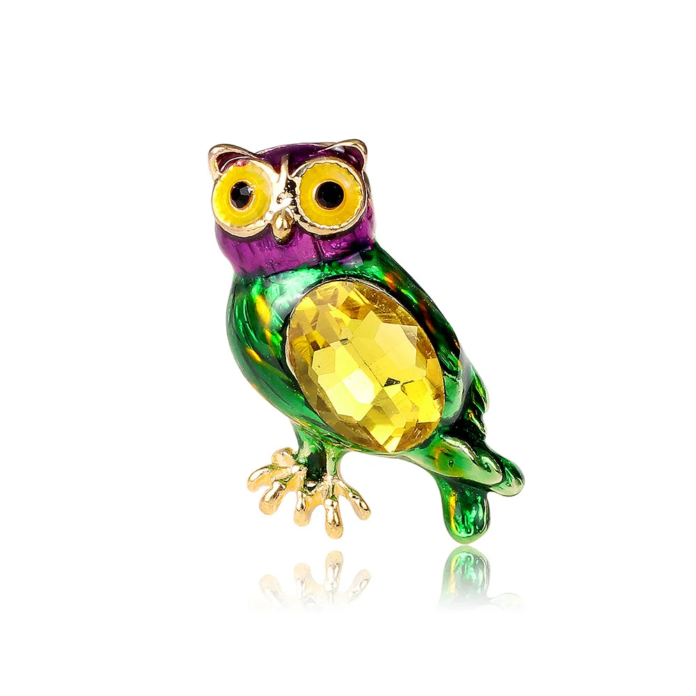 Hot Selling Animal Bird Brooch Rhinestone Decoration Owl Design Women\'s Brooch Pin Badge Gift Jewelry Wholesale