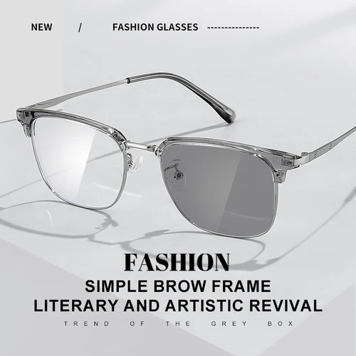 Imagen 2 del producto VKYEE, gafas cuadradas de Metal para ordenador de negocios para hombre, gafas Retro con bloqueo de luz azul, monturas para miopía, prescripción clásica de moda 8026