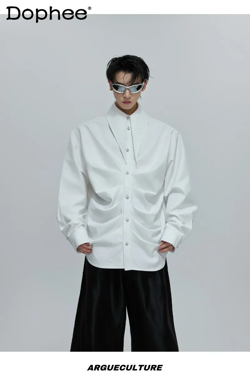 

Korean Version Ins Fashion Trendy Design Long Sleeve Shirt High-end Loose Casual Versatile Men's Shirt