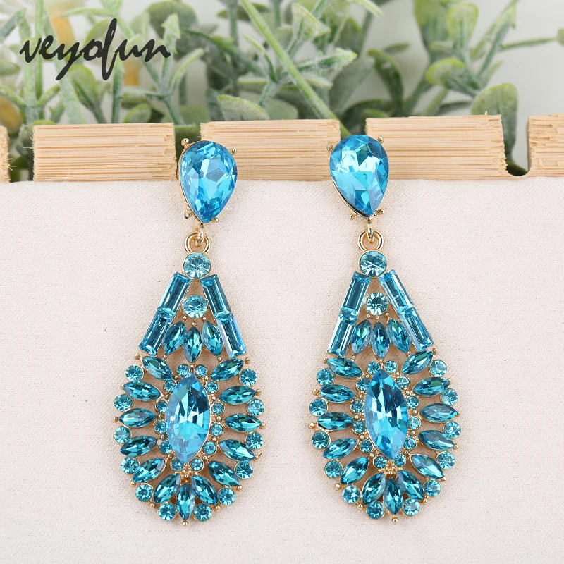 Veyofun Classic Hollow Crystal Drop Earrings Vintage Party Bridal Dangle Earrings Fashion Jewelry for Women Gift