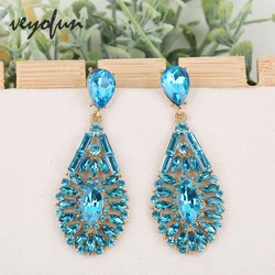 Veyofun Classic Hollow Crystal Drop Earrings Vintage Party Bridal Dangle Earrings Fashion Jewelry for Women Gift