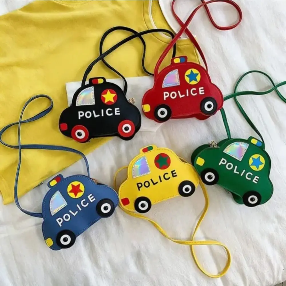 Creative PU Leather Children's Shoulder Bag Cartoon Car Shape 3D Crossbody Bag Splicing Coin Purse for Kids view 3