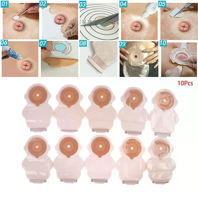 /Kuz/Pediatric Sticky Closure One-piece Drainable Colostomy Bag Stoma Care Bags 10Pcs
