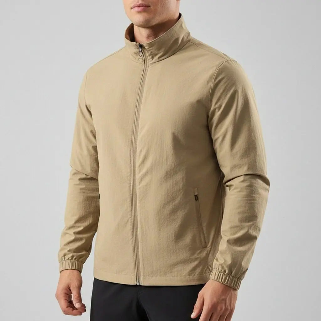 

Свободная мужская куртка, однотонная деловая повседневная тонкая куртка на молнии, модная дорожная ветрозащитная весенне-осенняя мужская куртка с воротником-стойкой