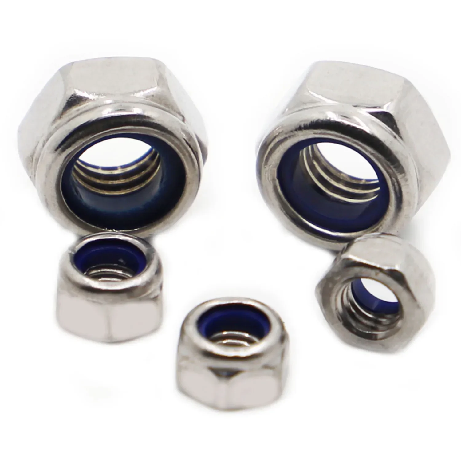 M2 M2.5 M3 M4 M5 M6 M8 M10 M12 M14 M16 304 Stainless Steel Self-locking Nut Nylon Lock Nut Locknut Slip Nylon Hex Nut DIN985