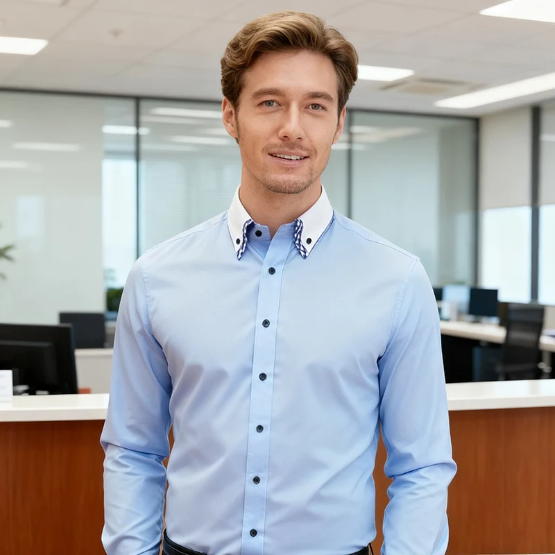 

Верхнее многоярусное мужское деловое платье без железа, двухслойное платье с длинными рукавами, офисное карьера, Camisa Social для мужчин