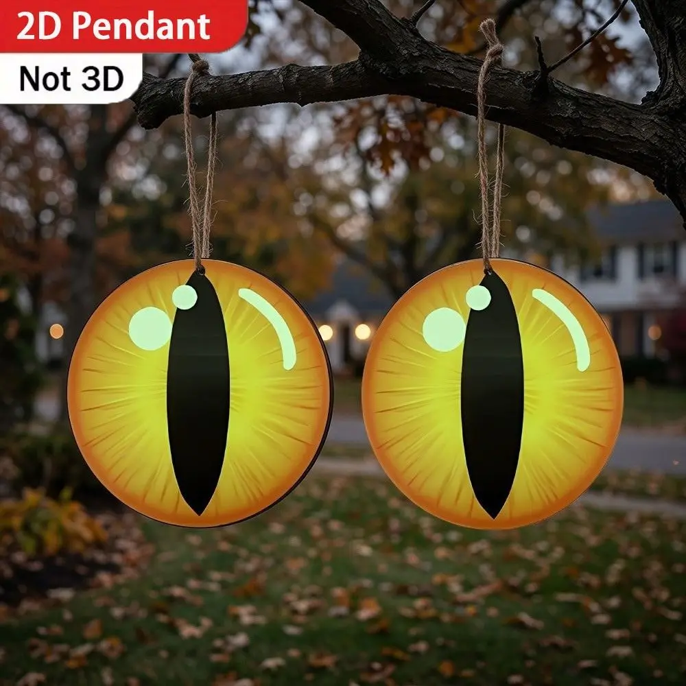 2D Flat Halloween Luminous Eyeball Ornament Creative Luminous Stickers Giant Hanging Eyeball Round Decorative