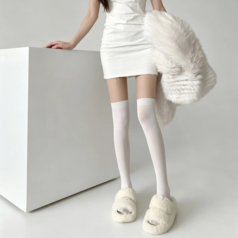 Women Spliced Mock Over‑Knee Pantyhose Comfortable High Elasticity Sexy Smooth Tights Transparent Leggings Ultra Thin Tights