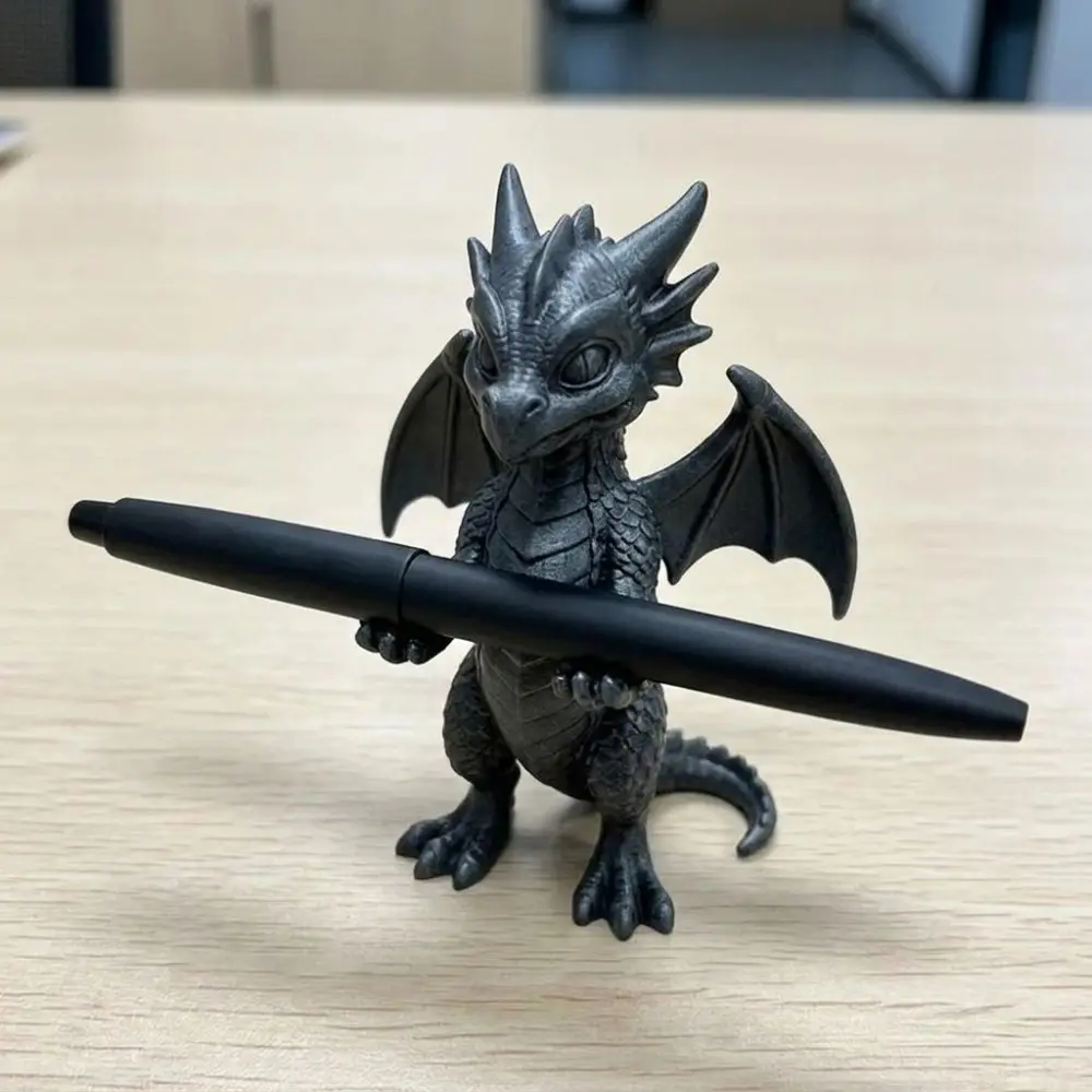 3D Printed Dragon Shaped Pen Holder Oriental Myth Vintage Style Dragon Pen Stand Statue Cartoon Plastic