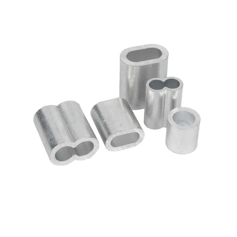 アルミ製M0.5-M20ケーシングワイヤーロープフェルールケーブルタイ、アルミ製圧着スリーブ、楕円/二穴/丸型クリップワイヤーロープクランプワッシャー