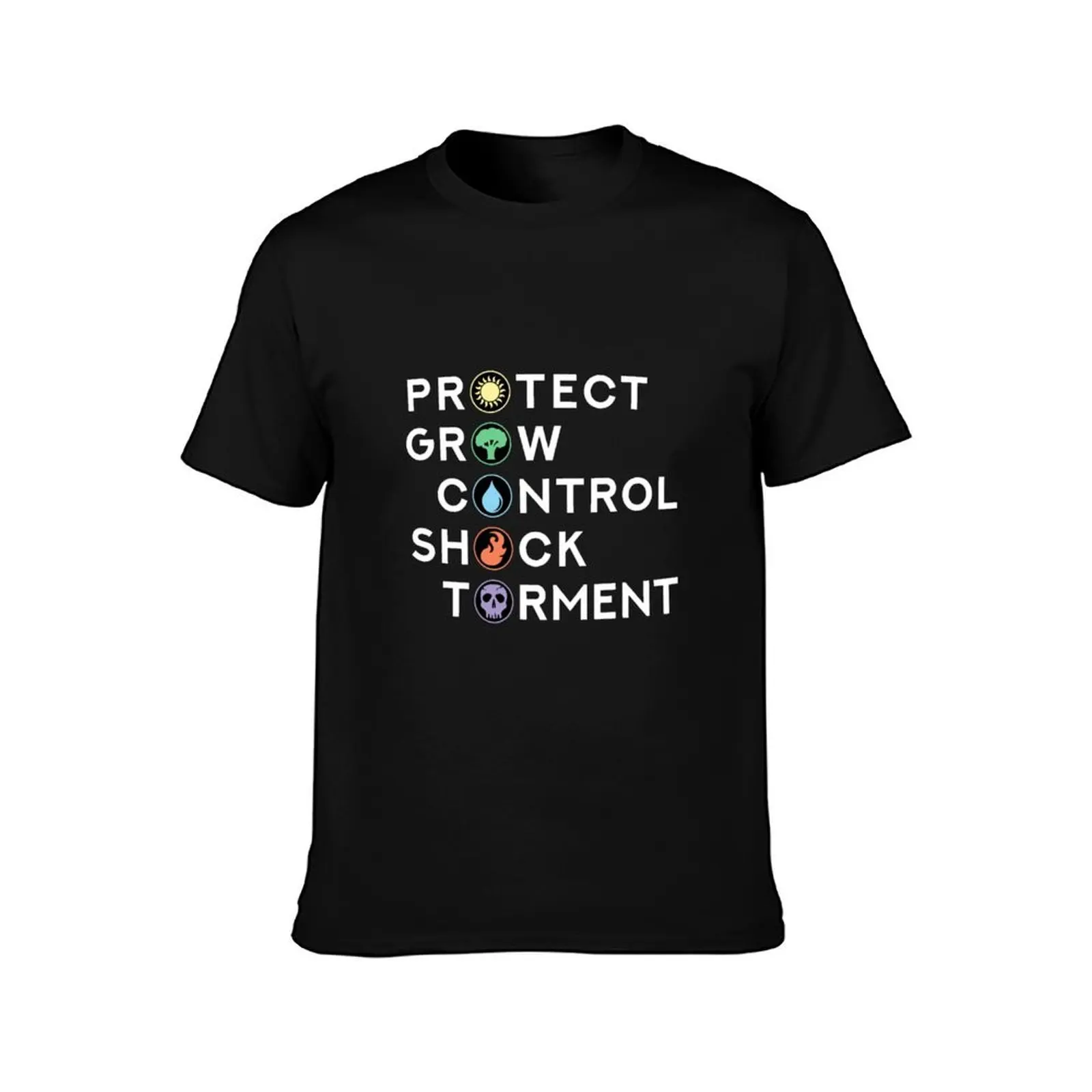 MTG Mana Attributes T-Shirt, Summer Casual Cotton Tee, Oversized Streetwear Tops, Vintage Graphic Print, Loose Fit Short Sleeve