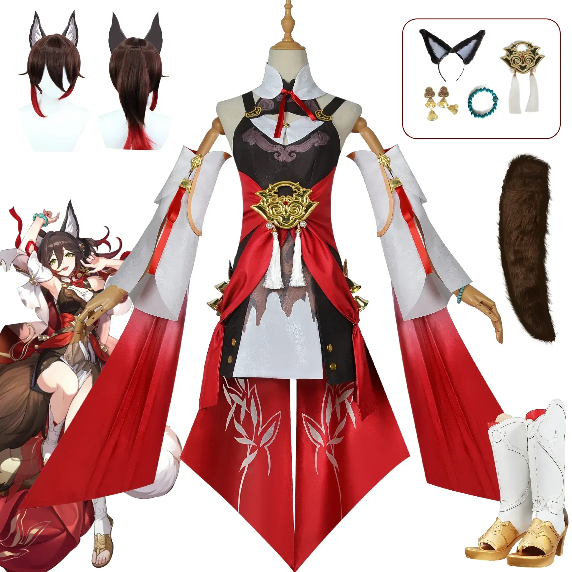 

Game Honkai Star Rail Tingyun Cosplay Costume Tail Wig Dresse Suit Full Accessories Sexy Uniform for Womem Halloween Vestidos