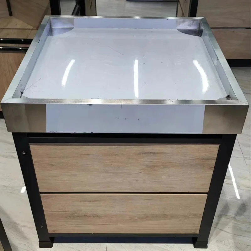 custom.Supermarket Rack Strong 100KG Double-Sided Metal Vegetable Shelves Light Duty Center Gondola Display System