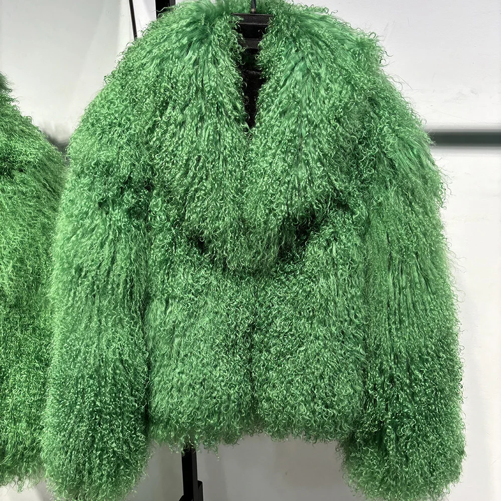 2025 abrigo de piel mongol de invierno de alta calidad chaqueta de piel de oveja de Mongolia Real para mujer chaqueta de piel de oveja