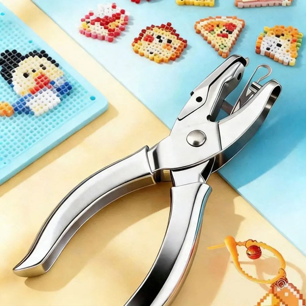New Metal Perler Beads Hole Punch Handle Heart Circle Shape Embossing Punch 1.5/3/6mm Single Hole DIY Hole Punch Scrapbook