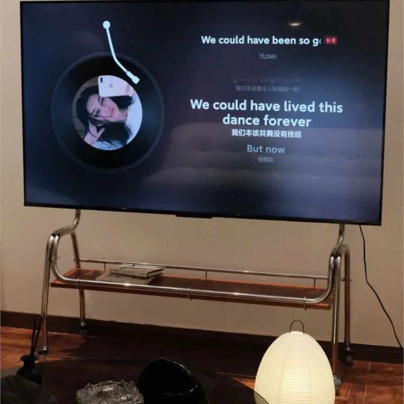 MOMO Metal Paslanmaz Çelik Mobil TV Askı Aparatı Yer Tipi Monitör Arabası Basit Stil Canlı Yayın Odası Ekran Standı
