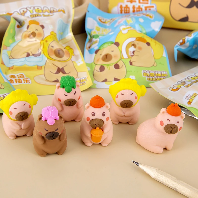 Cute Stationery Capybara Eraser Children Toys Kindergarten Reward Pencil Rubber Gifts Capybara Eraser