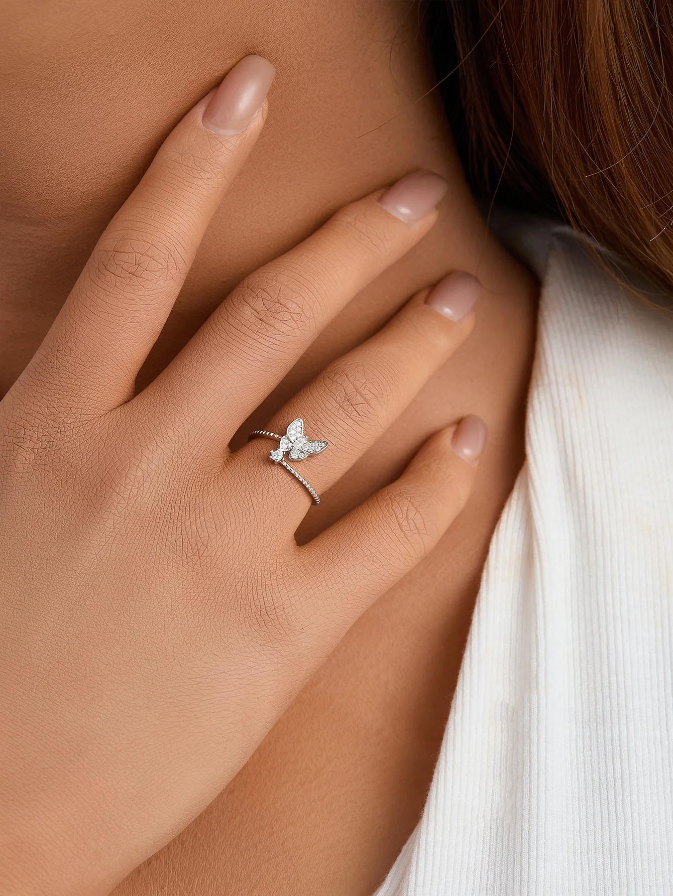 

925 Sterling Silver Rings Moissanite Rings Butterfly Ring Engagement for Woman Jewelry