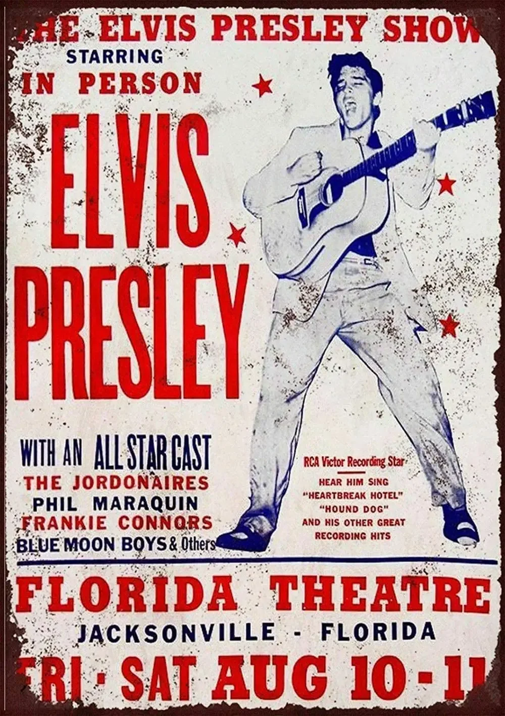 

Elvis Presley Concert Florida Theatre Metal Wall a Hanging Warning of Tin as Vintage Plaque Art Poster Painting Celebrity 1