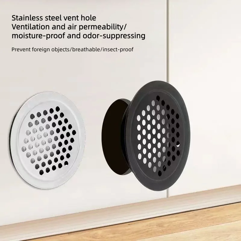 Home Stainless Steel Circular Ventilation Cover 10Pcs, 19‑53mm Diameter Louver Net Decorative Cabinet Grille Air Vent