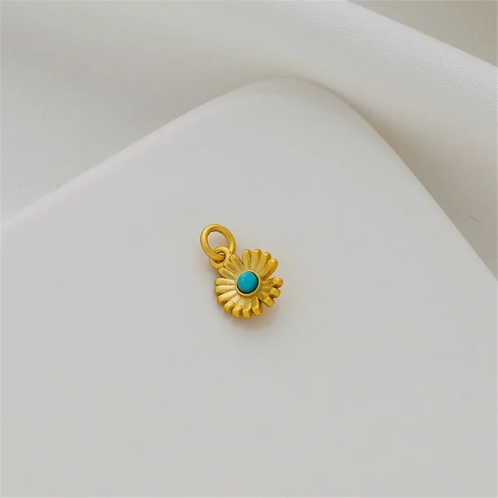 

1 шт., 18-каратное золото, матовый золотой цвет, инкрустированный цирконом, подсолнух, 9 мм, кулон, браслет, ожерелье, ювелирные изделия своими руками, кулон, очаровательные аксессуары