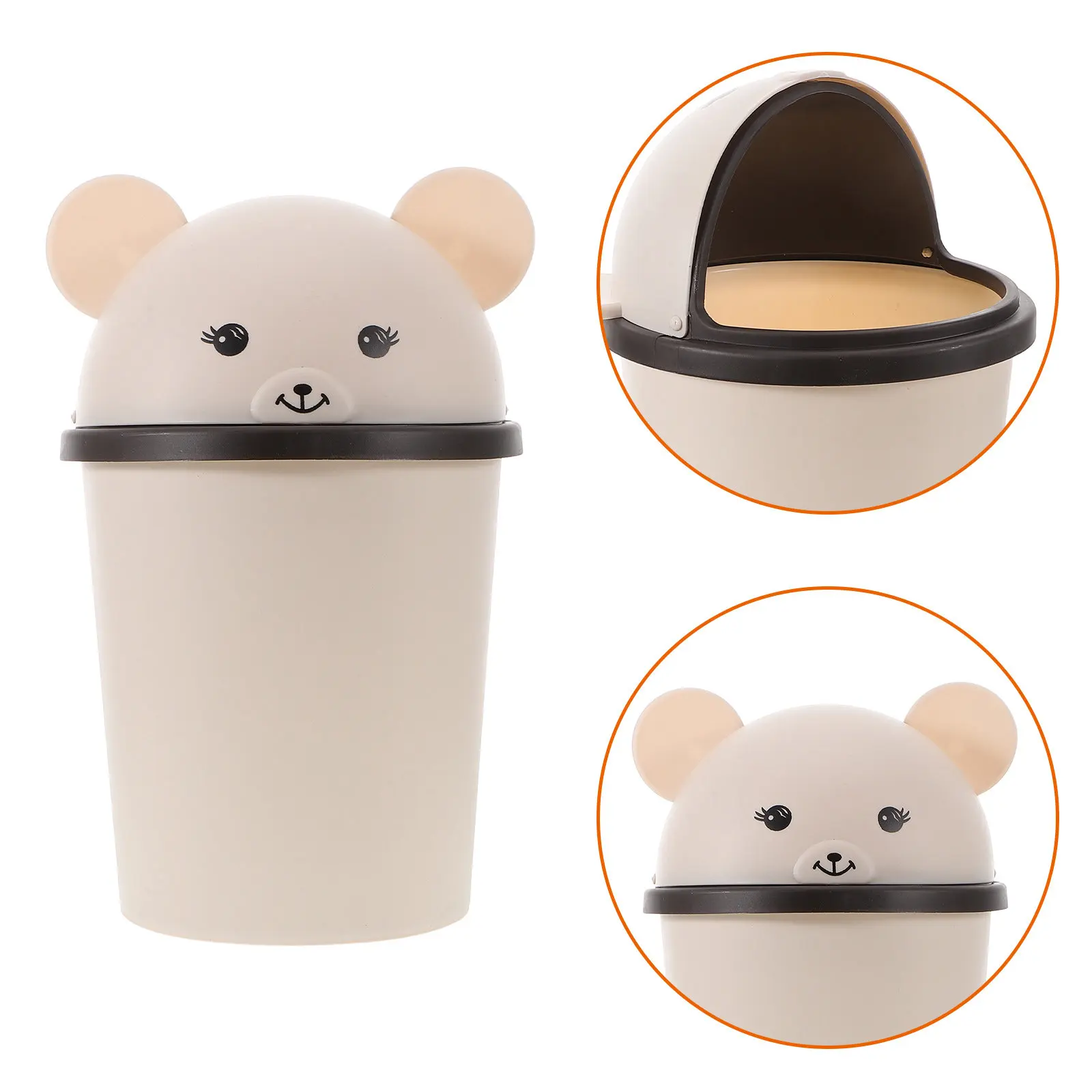 

Large Capacity Rv Garbage Bin Swing Lid Cute Bear Shape Trash Can for Bathroom Kitchen Bedroom Living Room Home Office Decor