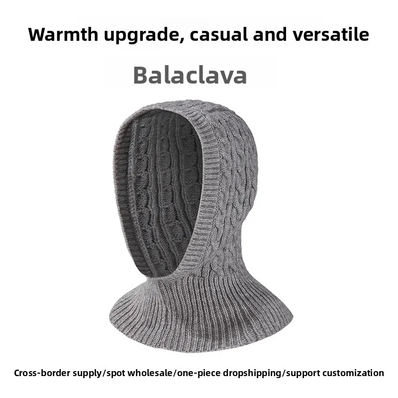 Autumn Winter Cold Proof Warm Hat Scarf Integrated Small Twist Pullover Hat Outdoor Riding Windproof Warm Knitted for Men Women