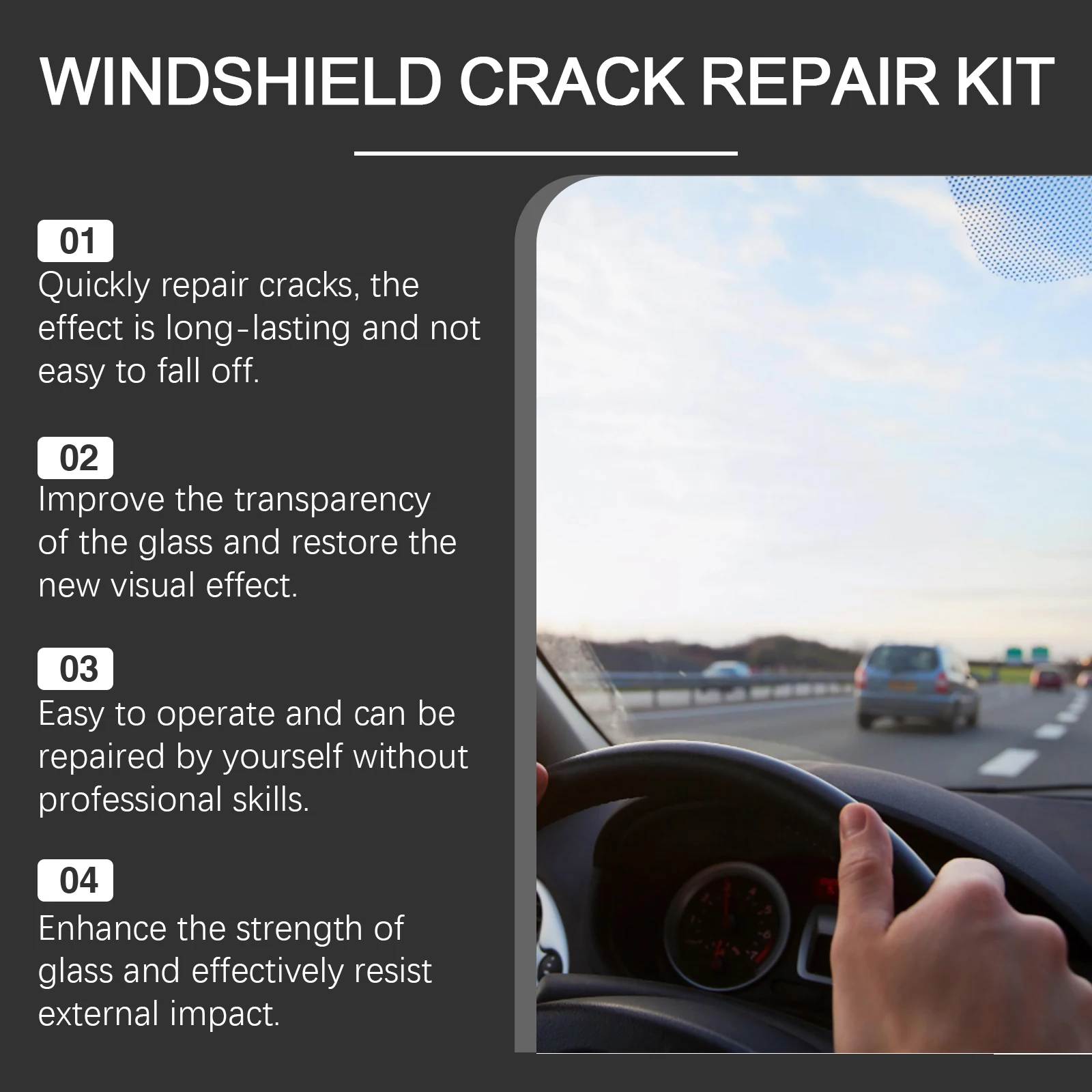 자동차 유리 스크래치 복원액, 레진 복원제, 자동차 액세서리, 앞유리/창 유리 나노 스크래치/균열 복원 도구