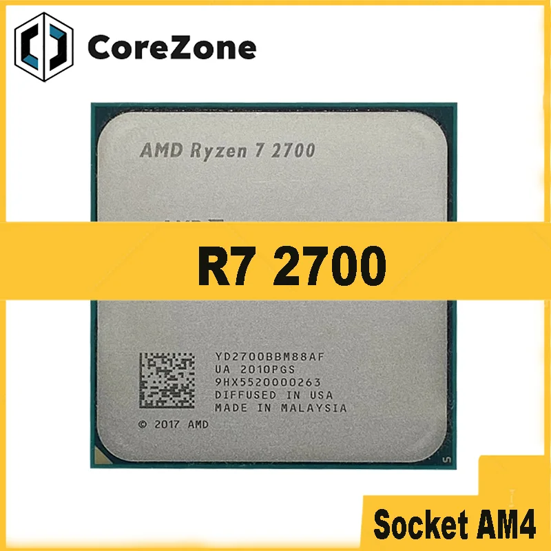 Ryzen 7 2700 R7 2700 3.2 GHz Eight-Core Sixteen-Thread 16M 65W CPU Processor YD2700BBM88AF Socket AM4