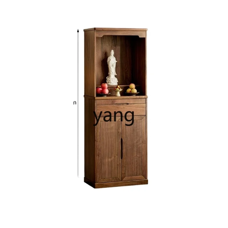 

Lmm black walnut Buddhist niche stand cabinet solid wood household shrine Buddhist platform new Chinese style Guanyin table