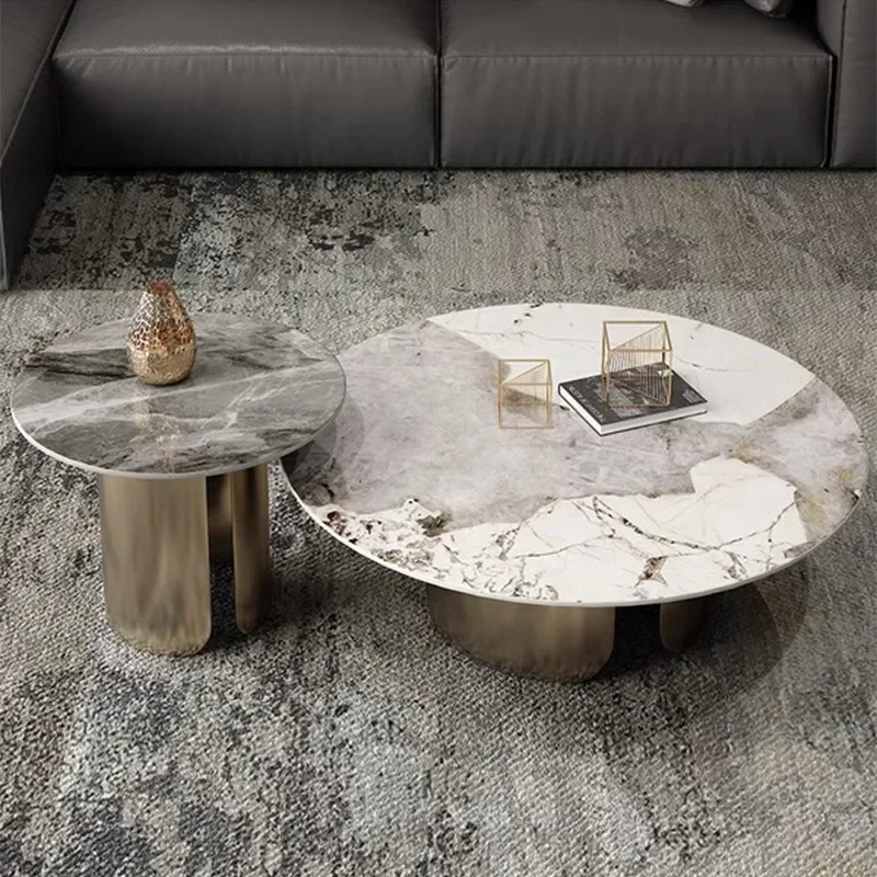 x3  Pandora rock slab Italian round living room high-end living room home coffee table