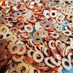 100PCS Injector Nozzle Copper Washer Gaskets Thickness 2mm Inner Diameter 7-18mm