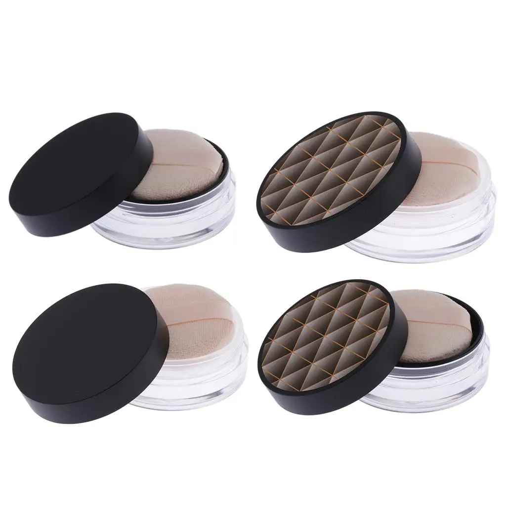 Empty Powder Puff Case Holder Loose Powder Container Face Powder Blusher Box Makeup Cosmetic Jars & Soft Sponge Puff